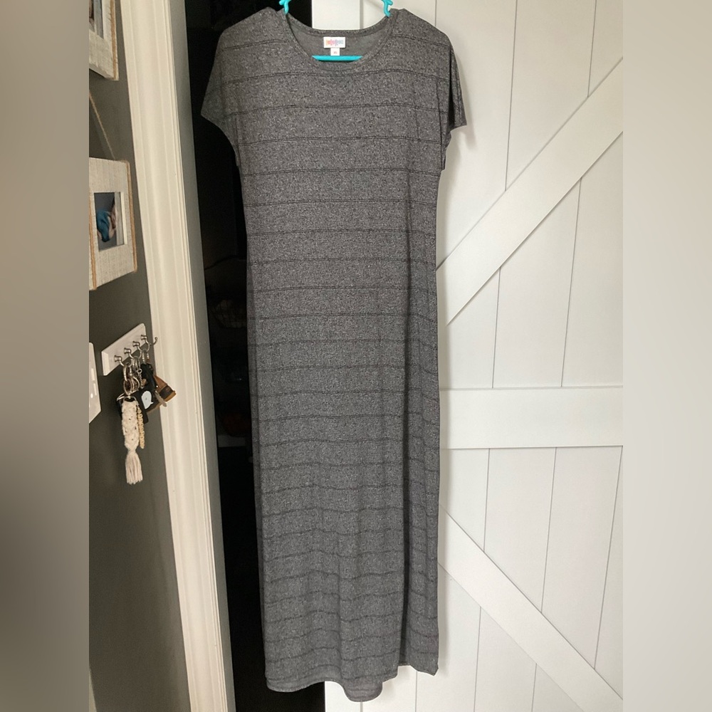 LuLaRoe Maria Heathered Gray Maxi Dress XS